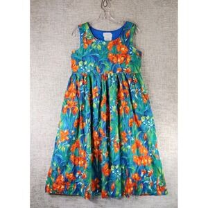 VTG Original by Nannys Nook Girls Dress Size 14 Bold Floral Hand Made 100%Cotton